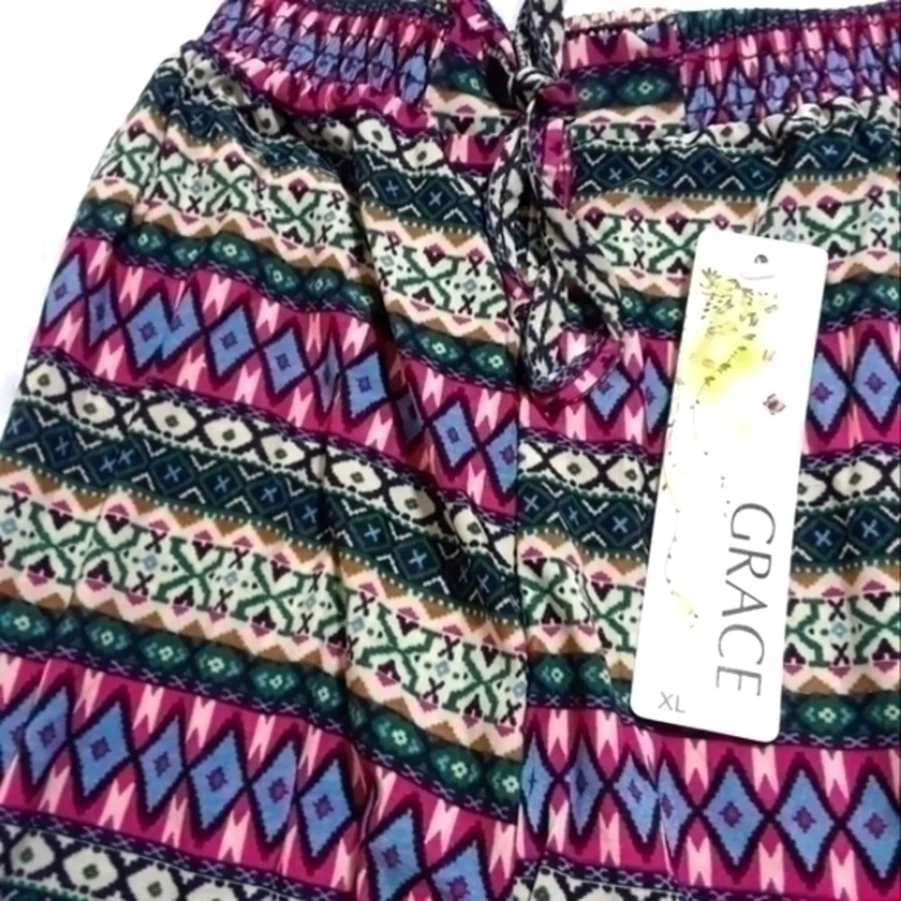 🛍Grace Multi-Print Elastic Waist Pants- Size XL
